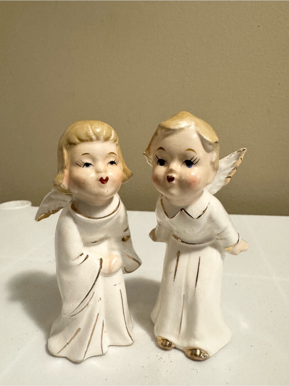 Vintage Porcelain Set Of 2 Angels